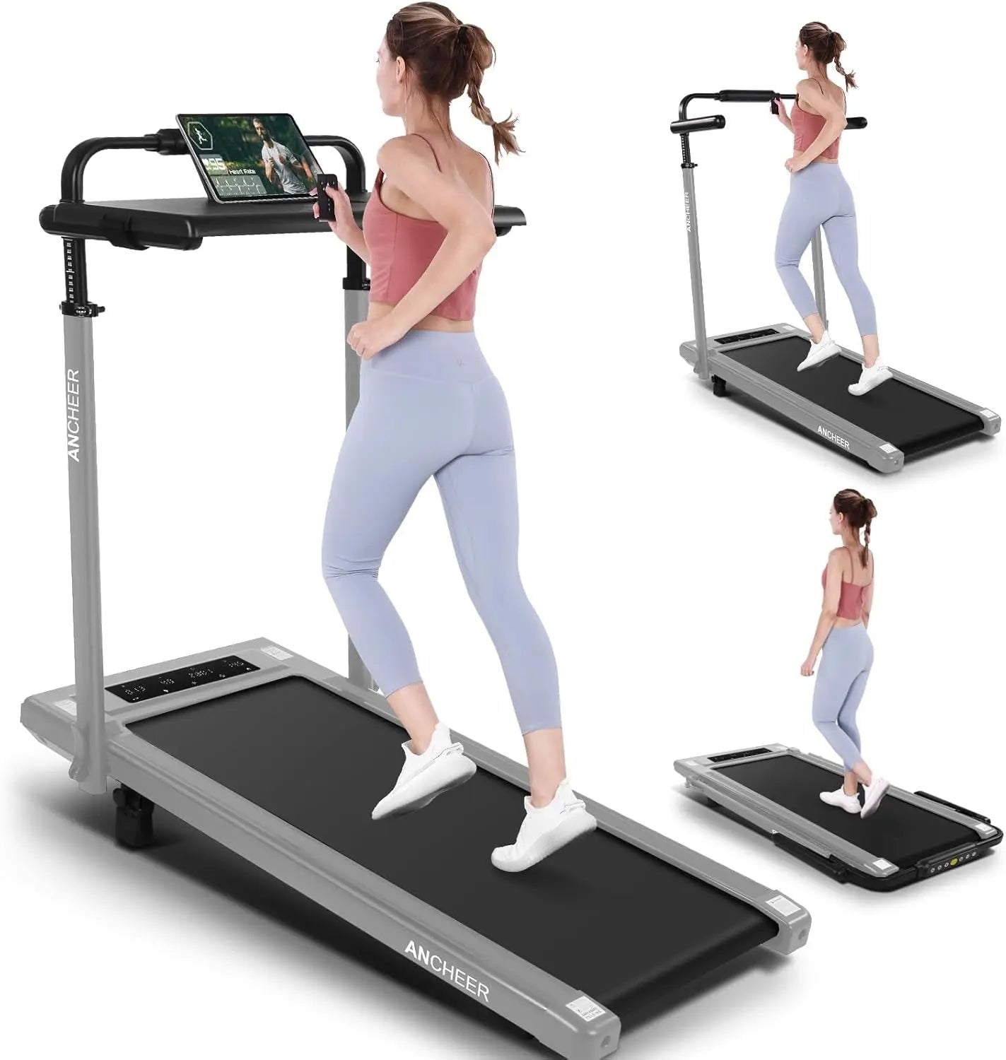 ANCHEER Treadmill with Desk Workstation& Adjustable Height, 8 in 1 FolInnovative 2-in-1 Treadmill: This Ancheer treadmill has 2 distinct functions. You can place the treadmill under your desk/table, and enjoy a walk at a speed of 1 to ANCHEERNovacartANCHEER Treadmill with Desk Workstation