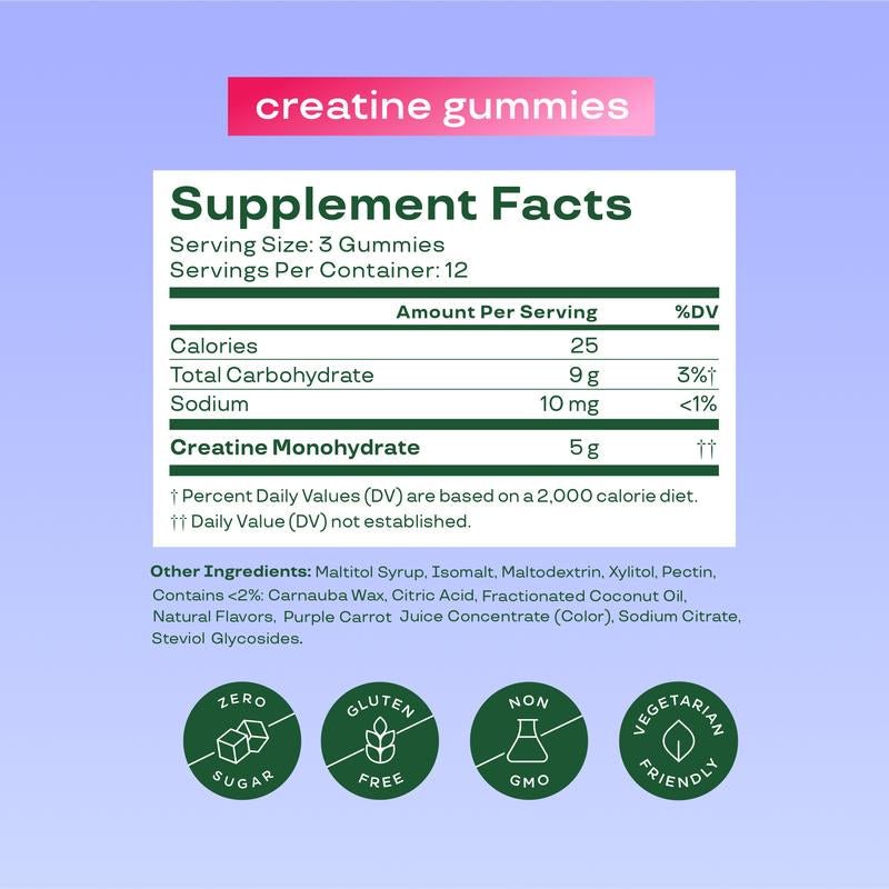 Bloom Nutrition Creatine Gummies - Energy, Cognitive Health & Post - Workout Muscle Recovery Promotes & Muscle Improves Strength Cognitive Health - Novacart