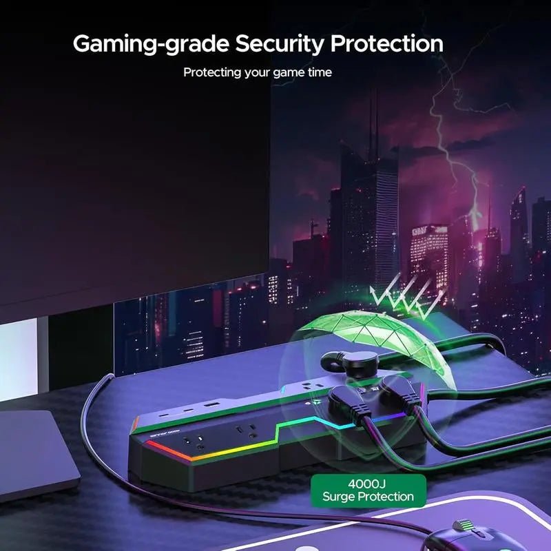 CRST RGB Gaming Power Strip with 6 AC Outlets 1 USB-A & 2 USB-C Ports 🎮 RGB Gaming Power Strip
✨ RGB Lighting Effect: The gaming power strip features RGB ambient light with four adjustable brightness levels and three modes. It createsNovaCartNovacartCRST RGB Gaming Power Strip