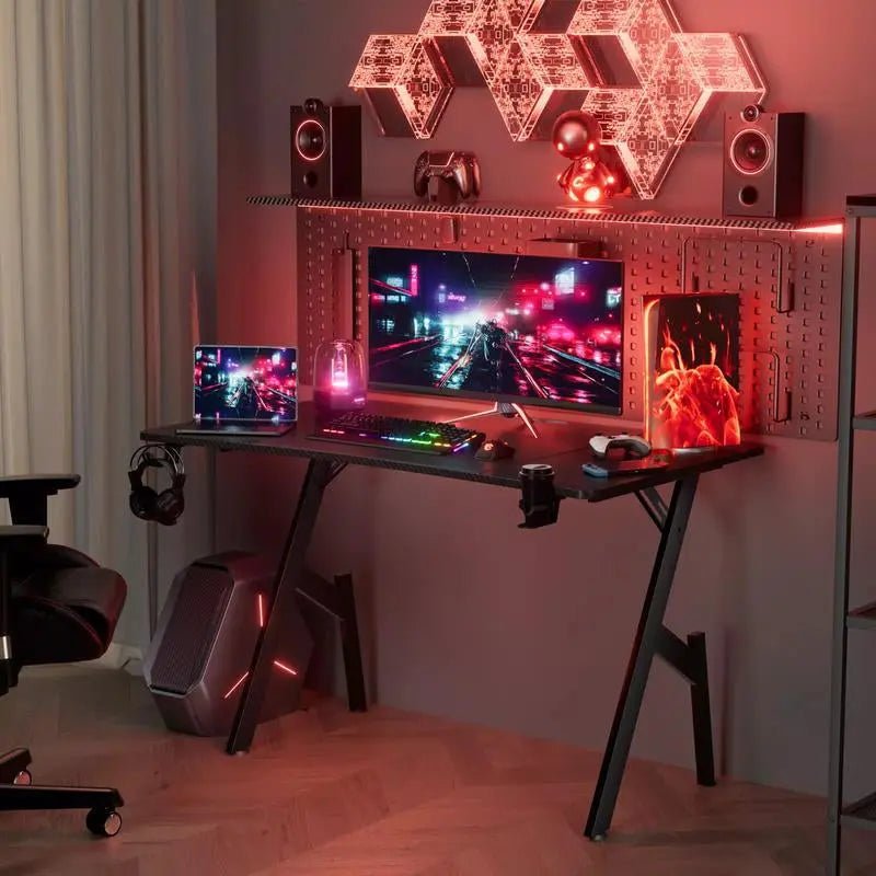 HLDIRECT 32/40/47/55 Inch Gaming Desk Gamer Table Computer Desk PC WorEnhance your gaming experience with the HLDIRECT Gaming Desk! This sturdy and stylish gamer table is designed specifically with gamers in mind, featuring a large gamNovaCartNovacartHLDIRECT Gaming Desk