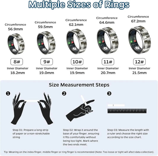 Smart Ring Health Tracker, Sleep Tracker Ring with Heart Rate, WaterprComprehensive Health Monitoring: This smart ring tracks essential health metrics including sleep patterns, activity levels, heart rate, oximetry and calories burned celestauraNovacartSmart Ring Health Tracker